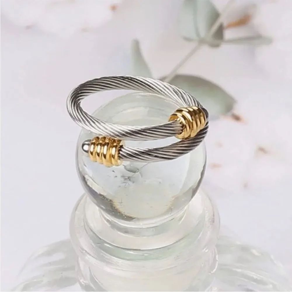 Twisted Cable Adjustable Wire Ring - Picture 5 of 6